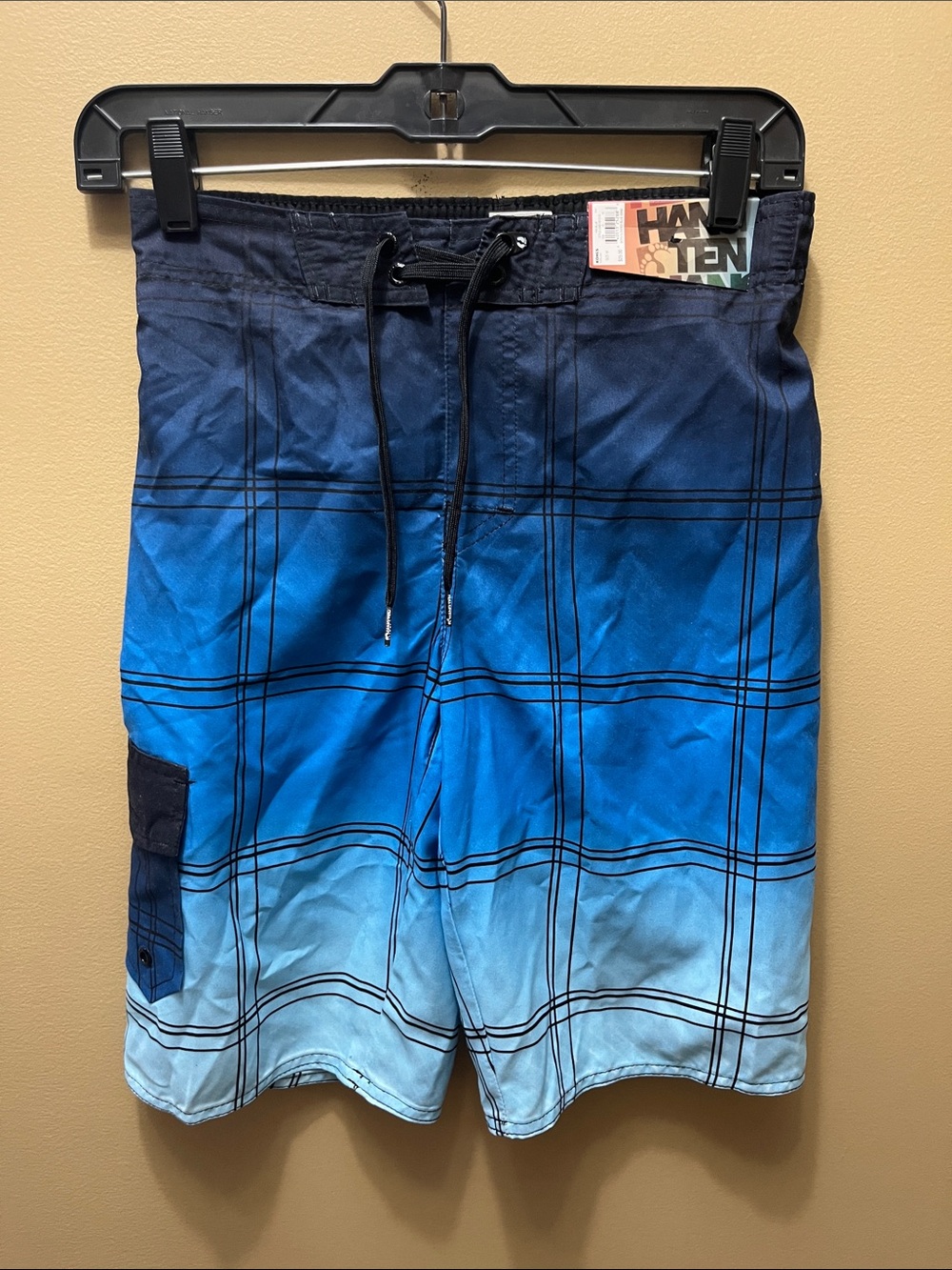 Hang Ten Ombre Blue Plaid Board Shorts